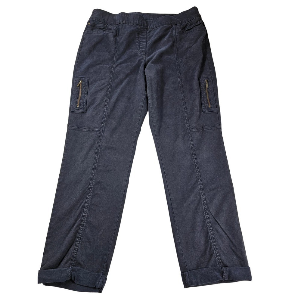 Chicos so slimming navy blue zip pocket cargo ankle pants 3 (16) *